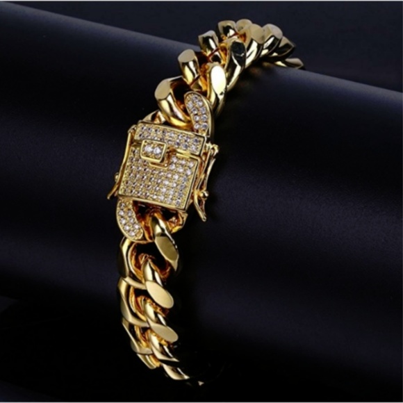 Mens "Ryder" 18K Real Gold Plated Cuban Bracelet - Picture 3 of 3